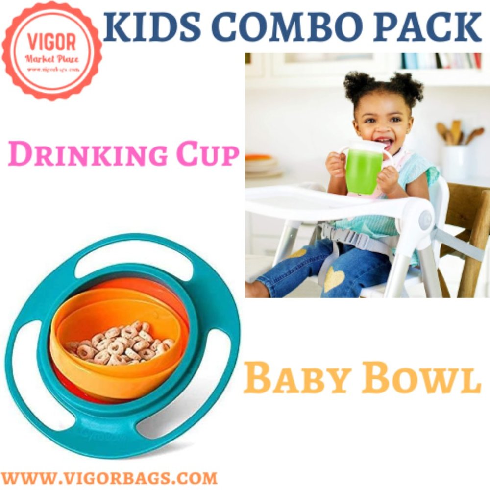 Baby Learning Drinking Cup & Baby Bowl Flying saucer Rotating & Balancing Combo